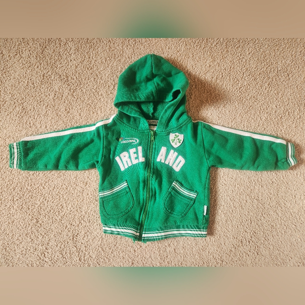 Baby Lansdowne IRELAND Rugby Hooded Zip Sweatshirt Size 0-6 Months
